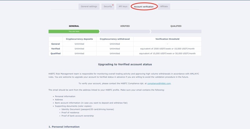 Konieczna jest weryfikacja, aby wypłacić środki z HitBTC