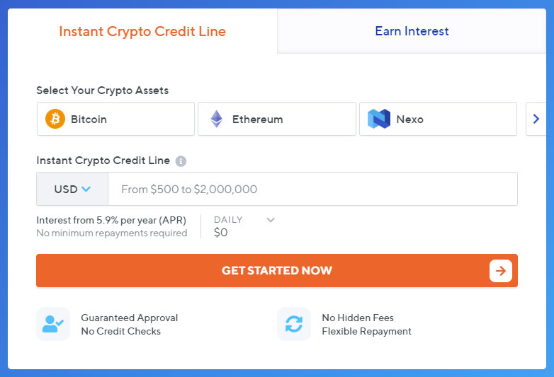 Żądanie pożyczki nexo-crypto-Loop