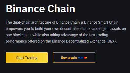 Binance DEX przez stronę główną